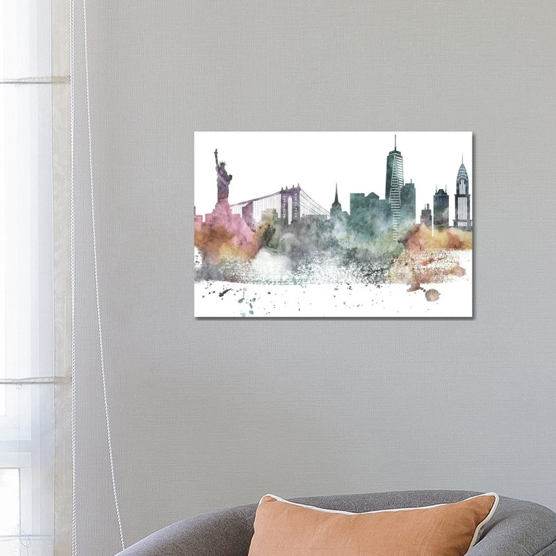 Philadelphia Pastel Skylines, H 18 po x l 26 po x P 1,5 po, New York