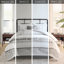 Housse de couette en coton 5 pièces - très grand / très grand blanc / rayures tissées grises avec fermeture à glissière Entretien facile sans substances nocives Produits chimiques à vapeur Literie blanche avec coussins décoratifs gris vertical-122456279