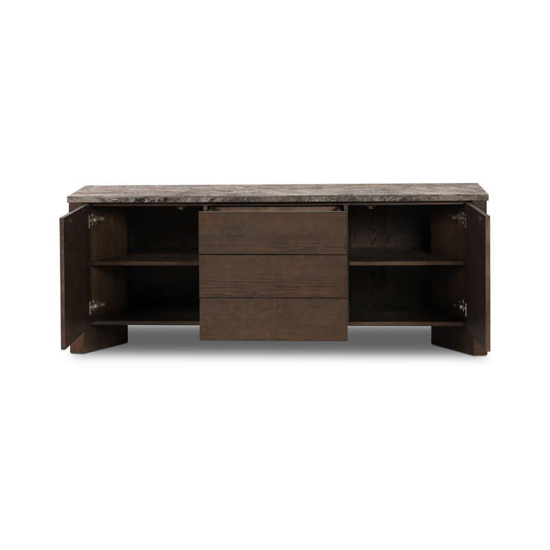 Lawson Media Console-Warm Grey Marble