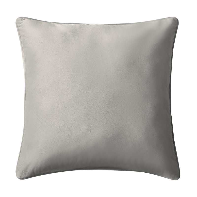 Silver Velvet Square Throw Pillow with Piped Edges
