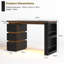 Computer Desk with LED Lights, Charging Ports, Drawers & Storage Shelves-1039817079