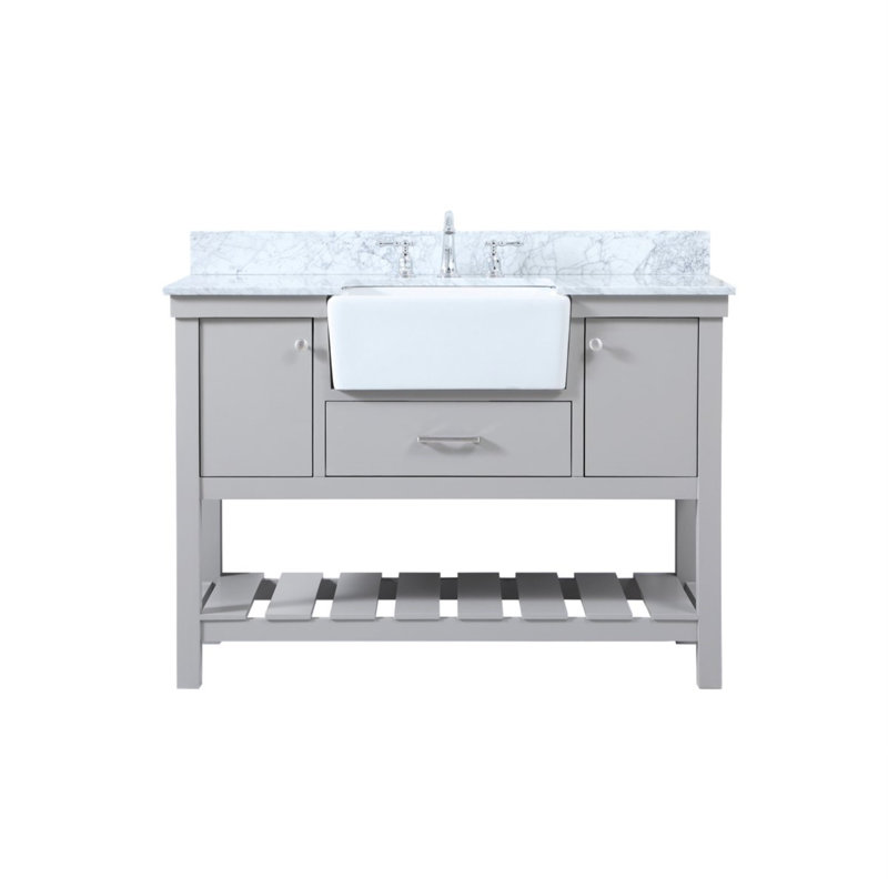 Pelaghia 48'' Single Bathroom Vanity with Marble Top, Gray