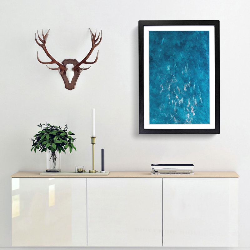 Many Dolphin - Picture Frame Painting Print, 33cm H x 24cm W x 2cm D, Black Framed