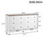 Commode blanche pour chambre à coucher, commode 6 tiroirs avec tiroir large et poignées en métal, commode blanche, commodes en bois et commodes pour couloir, entrée.