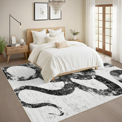 Tapis moderne lavable abstrait pour salon, chambre à coucher, salle à manger