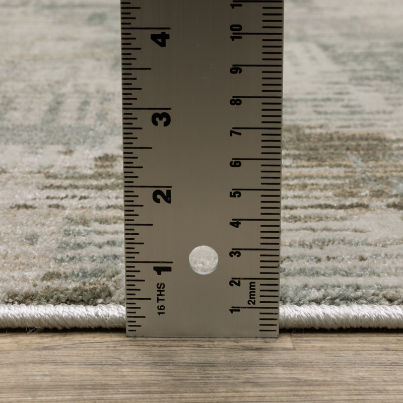 Michels Distressed Abstract Beige/ Blue Area Rug, Rectangle 6'7" x 9'6"