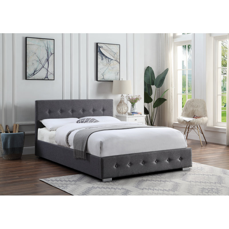 Harmoni Upholstered Ottoman Storage Bed, Kingsize (5'), Grey