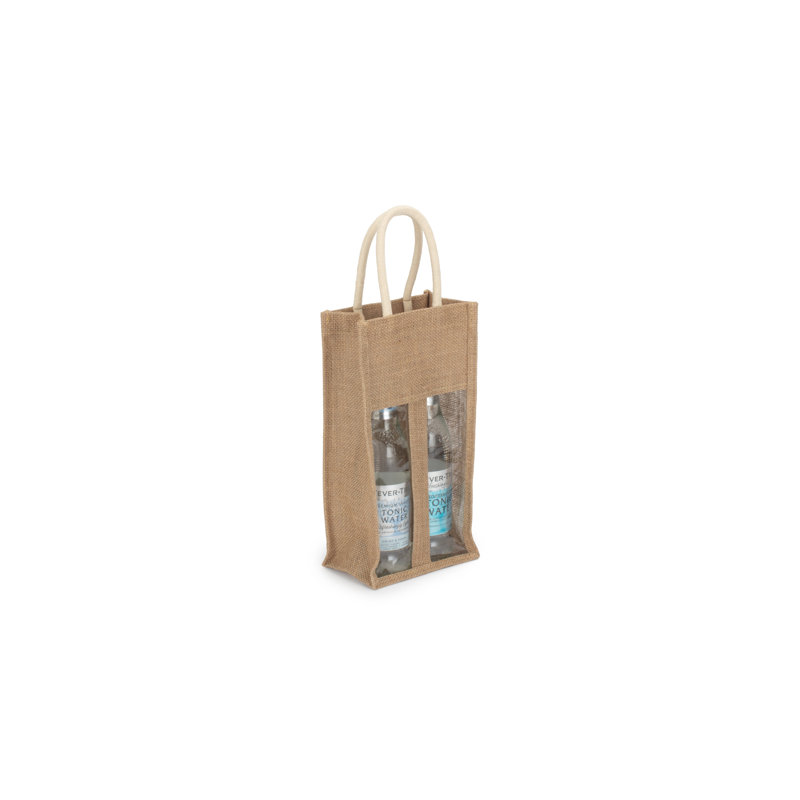 Jute Bottle Carrier Bag, 45cm H x 17cm W x 10cm D
