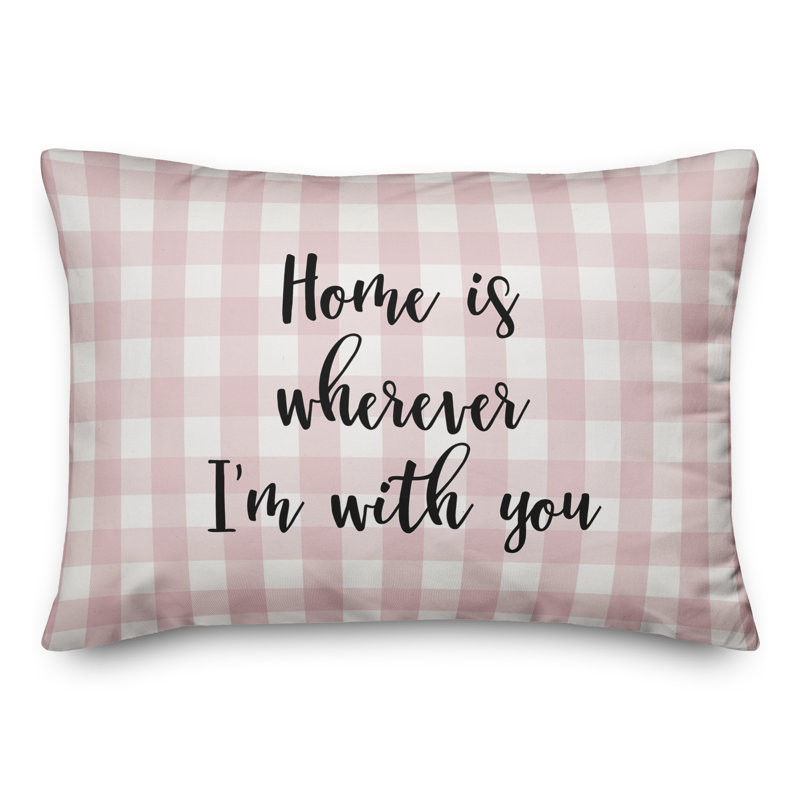  Coussin Home Is Partout Je Suis Avec Vous, Noir / Rose