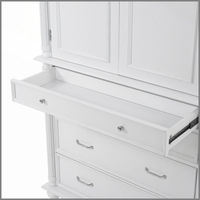 Grand garde-manger autoportant, grande armoire de rangement de 43,3 x 20 x 77,3 pouces avec 6 tablettes de porte, 2 tablettes réglables et 5 tiroirs, blanc