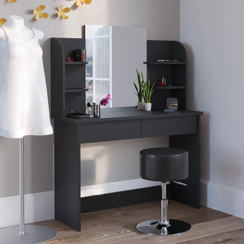 Bella Vista Dressing Table with Mirror, Black