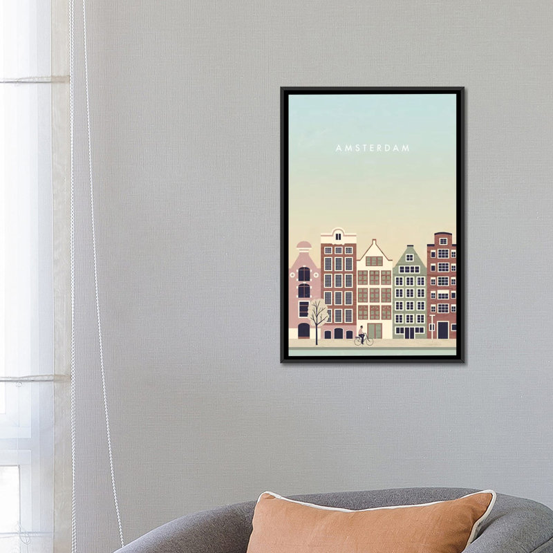 « amsterdam », impression sur toile, H 26 po x l 18 po x P 1,5 po, Toile avec cadre noir, Pas de tapis