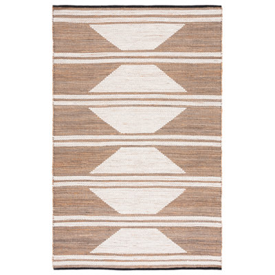 Lacourtney Natural Fiber Hand Woven Jute/Wool/Cotton Geometric Rug in Natural/Ivory