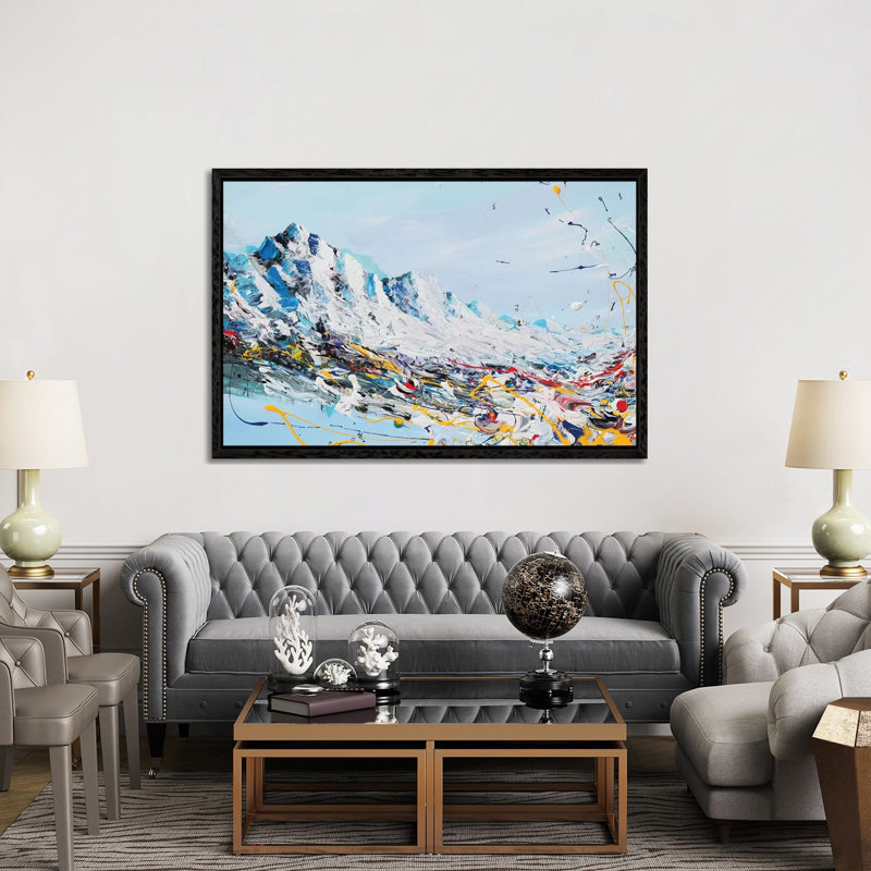 Mountain Fun by Piero Manrique - Painting on Canvas, 152.5 cm H x 101.5 cm W, Black Framed