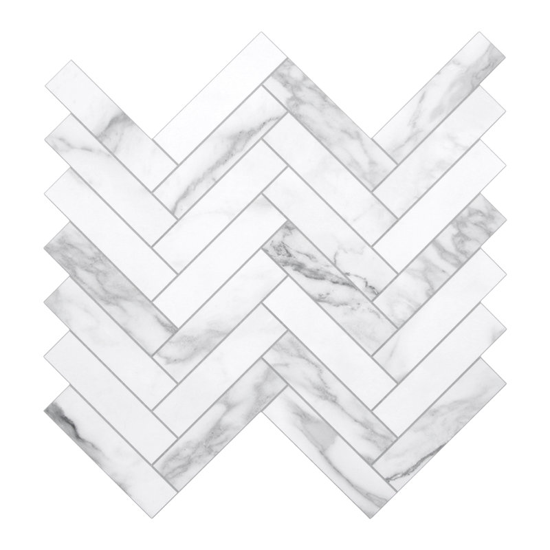 Carrelage mosaïque 12,4 "x 13", Marbre de Carrare blanc