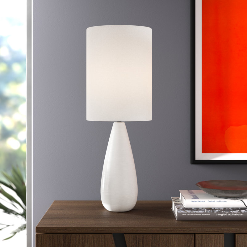 Torbert Standard Table lamp, White, White, 17'' H x 6'' W x 6'' D
