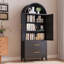 Armoire arquée en métal de 73 pouces de haut avec 2 portes, 2 tablettes réglables et rangement ouvert, style campagnard moderne pour une utilisation polyvalente-1101078050