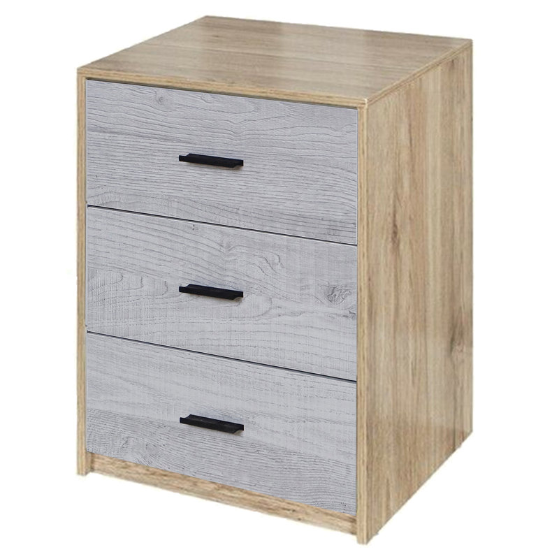 Diakite 40cm W Manufactured Wood Bedside Table, Oak/Ash Grey