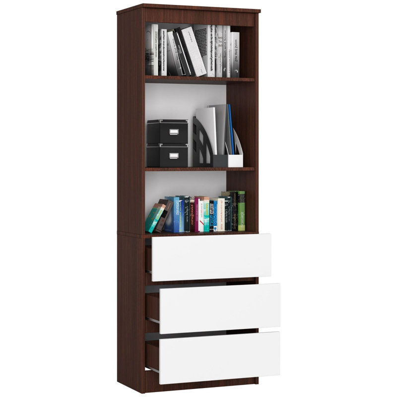 Alexsander 180 cm H x 60 cm W Standard Bookcase, Venge/White