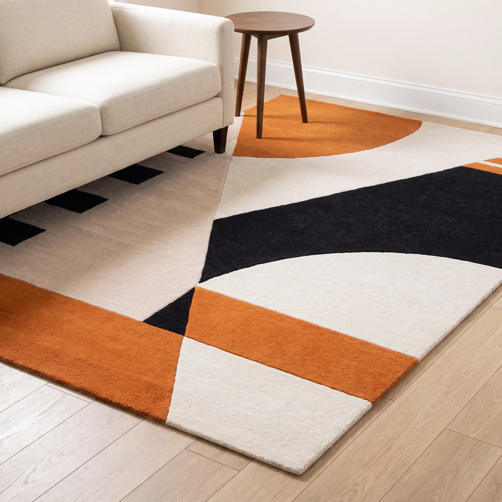 Hiro Ivory Rust Hand-Tufted Rug, Rectangle 6' x 9'