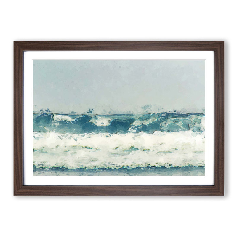 The Rolling Waves in Abstract - Picture Frame Graphic Art Print, 40cm H x 60cm W x 2cm D, Walnut