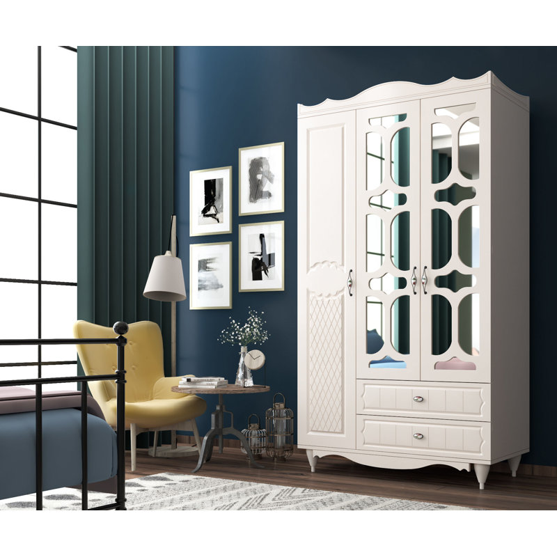 Valliere 3 Door Manufactured Wood Wardrobe