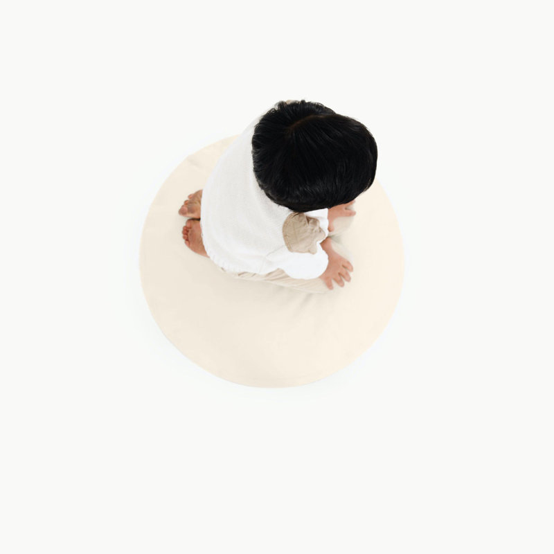 Round Pouf, Ivory 