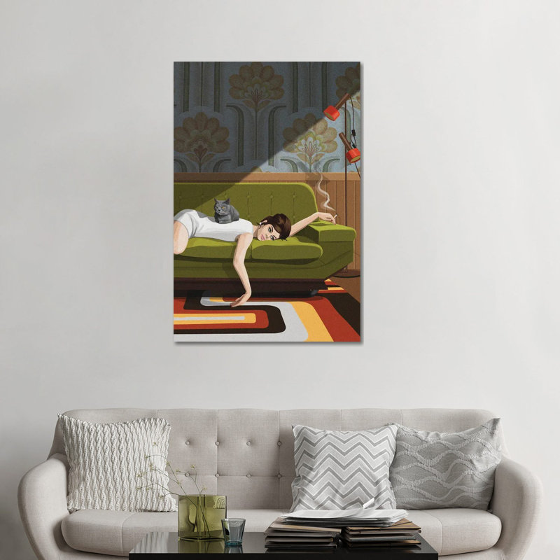 «Waiting Game on Canvas» par Artcatillustrated Print, H 26 po x l 18 po, Toile tendue, Sans cadre