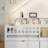 Guardrail Wooden House Bed With LED Light Strip and Storage Place-1613576413