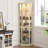 Lighted Corner Curio Cabinet, Elegant Glass Display Case With Built-In Lighting For Living Room, Bar, Antique Collections & Wine, Antique White-1247124150