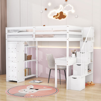 Graesen Kids Twin Loft Bed with Drawers