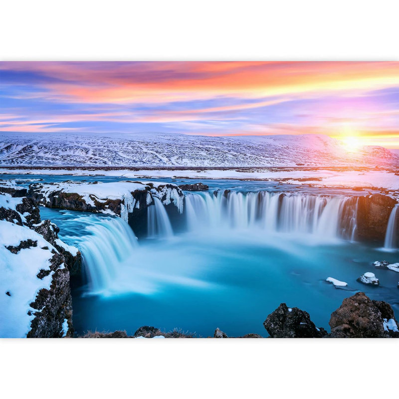 Tropical, chute d'eau, pastel, coucher de soleil, horizon, photographie de nature, paysage rustique, papier peint nautique