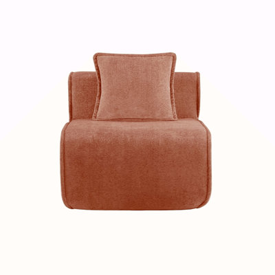 Armless Sofa Velvet- Red