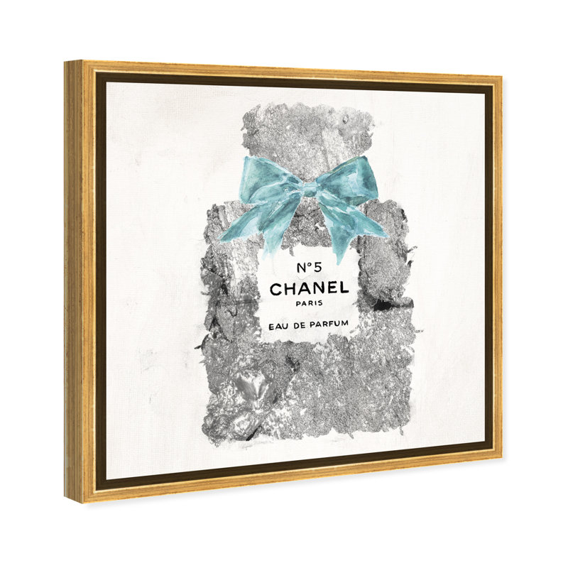 Fashion And Glam Pure Silver Dust Scent Perfume - Print on Canvas, Gold Framed, 40" H x 40" W