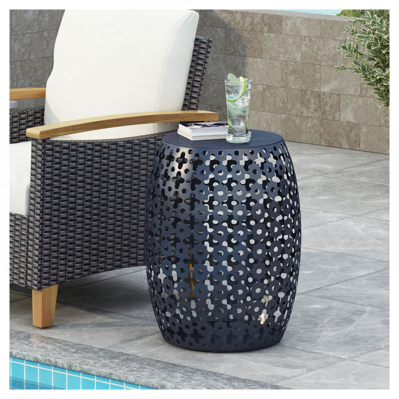 Metal End Table -Large, Navy Blue