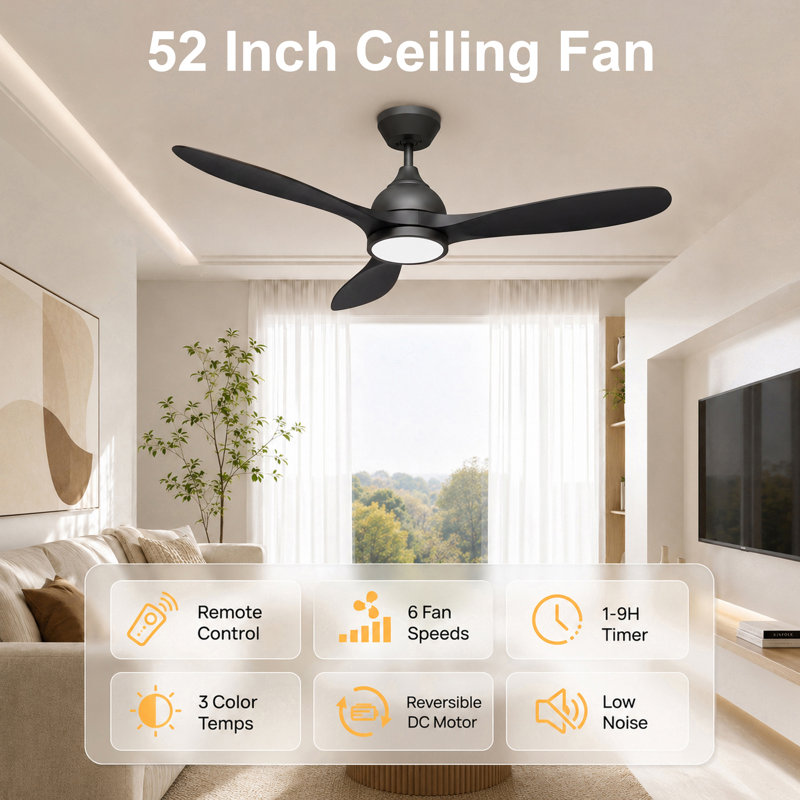 52" Ceiling Fan & 72" Ceiling Fan, Black