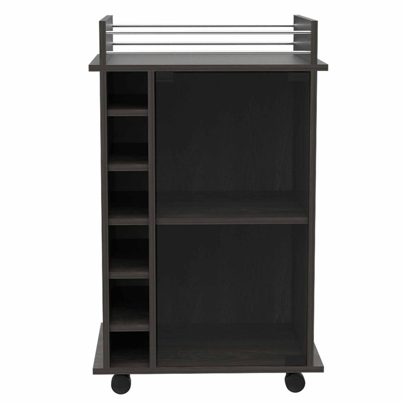 2-Drawer Nightstand Black and Dark Oak, Dark Oak