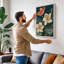 Flowers and Leaves Botanical 1 Piece Wrapped Canvas Wall Art-808770015-808770013
