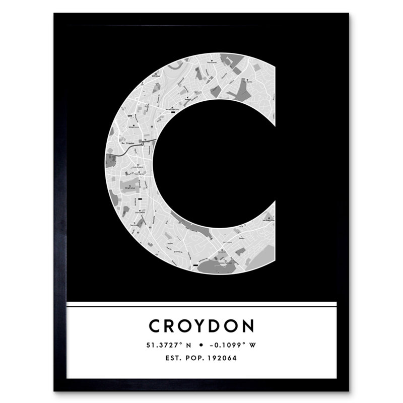 Croydon City Map Croydon England United Kingdom City Map - Single Picture Frame Typography