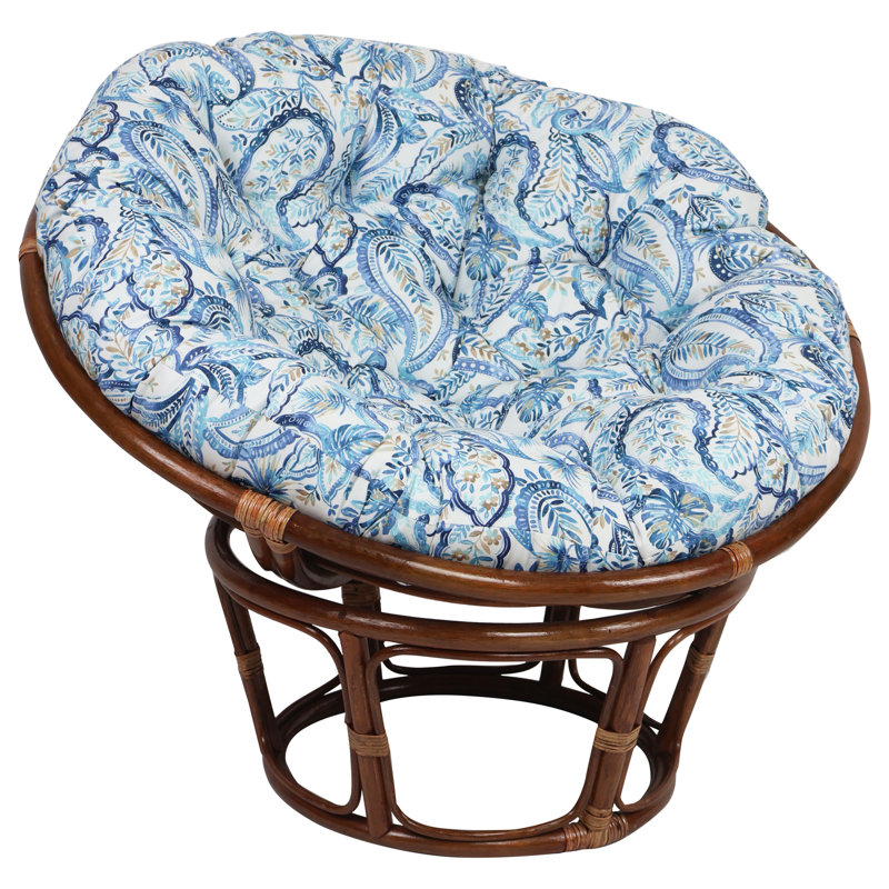 Coussin d'extérieur Papasan (coussin seulement), White/Faylinn Lapis Paisley, 44" W x 44" D