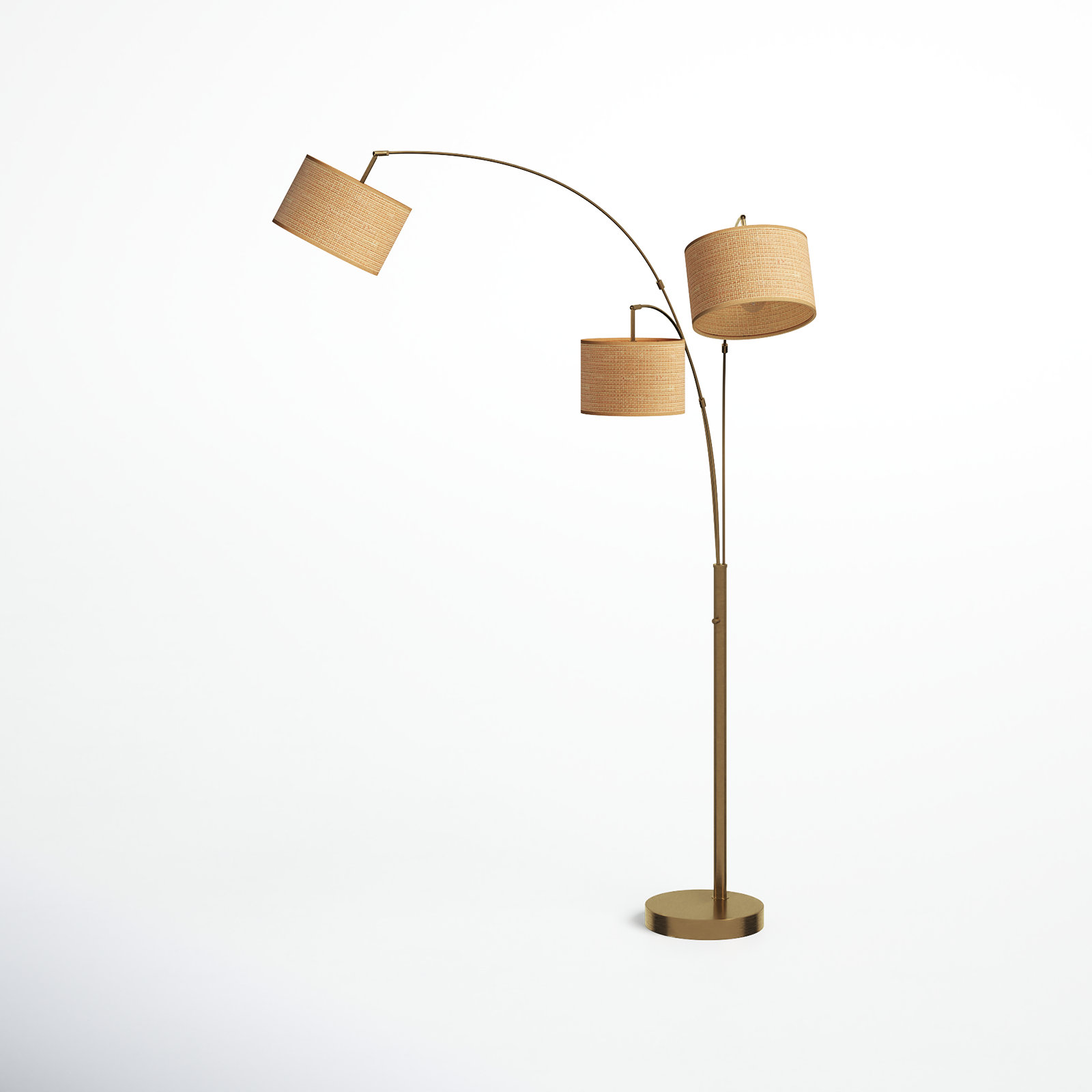 Felice 74'' Floor Lamp, Antique Brass, Natural/Beige