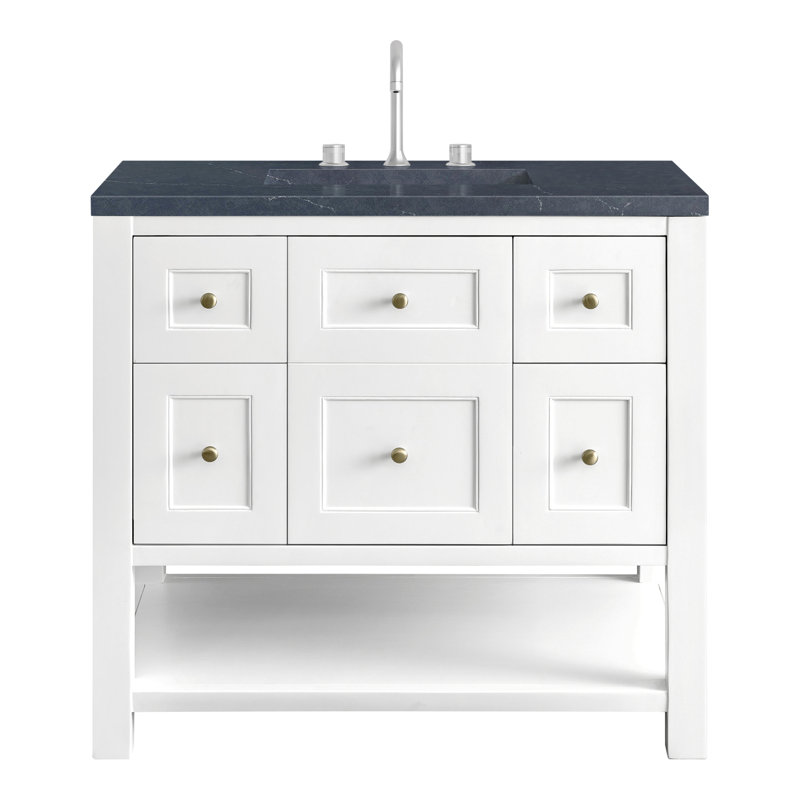 Breckenridge 36'' W Single Vanity, Bright White, Charcoal Soapstone, 8" Widespread