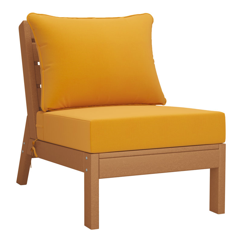 3-Piece Deep Seating Set With Cushions, Yellow, Teak