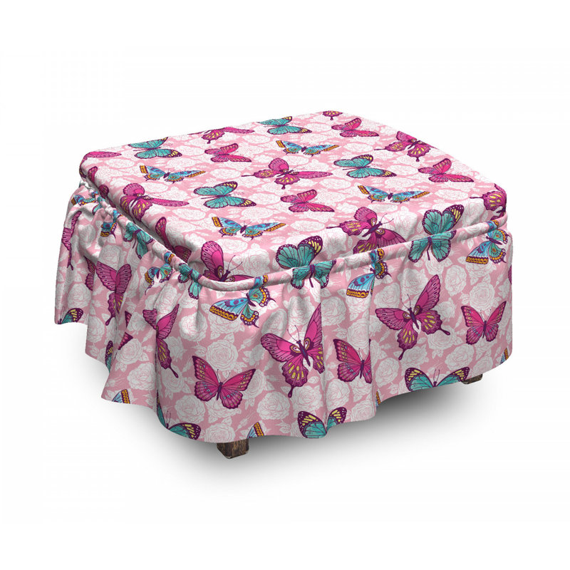 Housse pour repose-pieds rose pâle fleurs romantiques