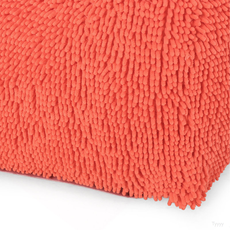 Spongy Microfiber Square Pouf, Coral, Coral