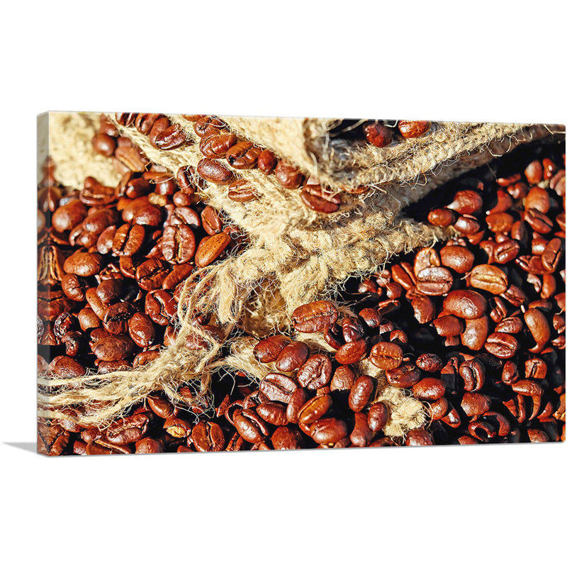 «Coffee Beans with Bag Coffee Decor», reproduction de photo sur toile tendue, H 26 po x l 40 po x 1,5 po