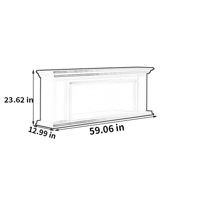 Meuble télé American Fireplace, L 59,06 po, Noir, noir, noir, noir