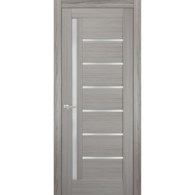 Quadro Frosted Glass Paneled Solid Manufactured Wood Finish Standard Gray Door