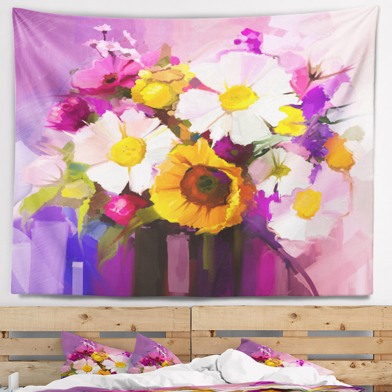 Tapisserie floral en polyester avec accessoires suspendus inclus, H 32 po x l 39 po