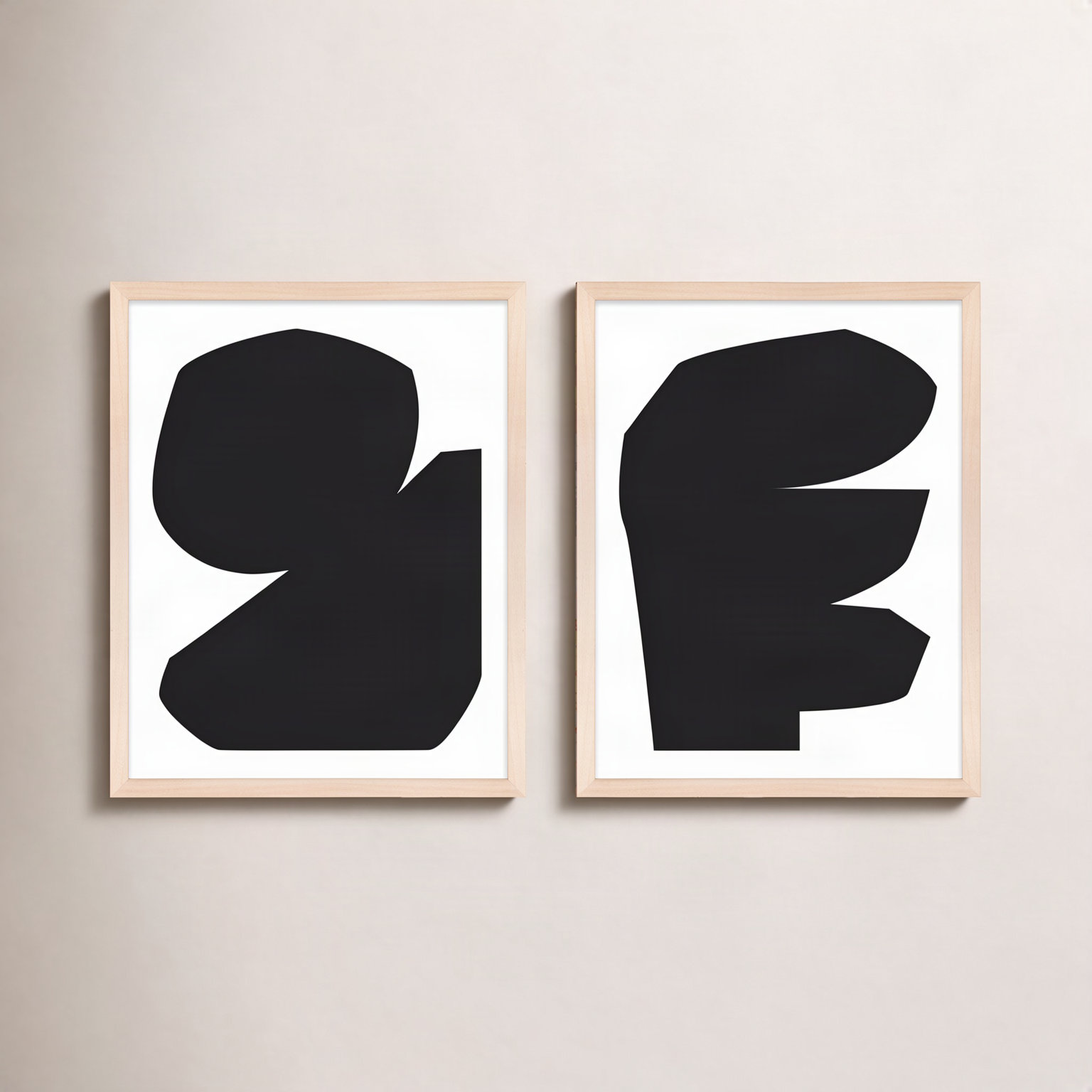 Rayden "Study in Black" 2-Piece Print Set, 24" W x 30" H, Yellow Framed